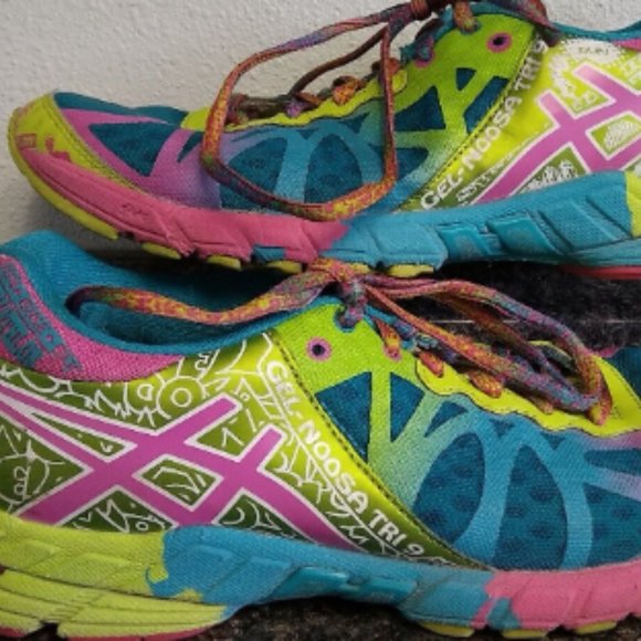 Women's 8 Asics Gel Noosa Tri 9 Colorful Low Top Lace Sneaker Shoes - Picture 1 of 6